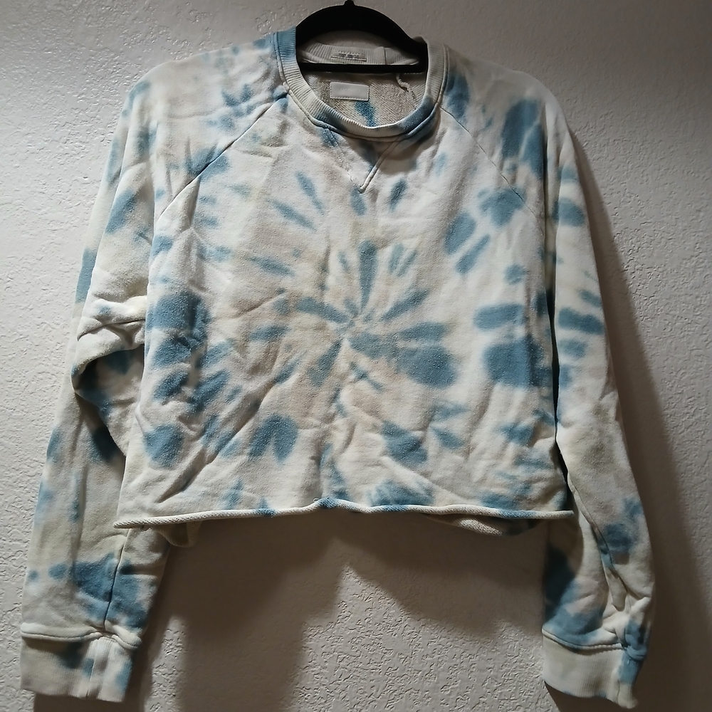 MOTHER Blue and White Tie-Dye Sweatshirt